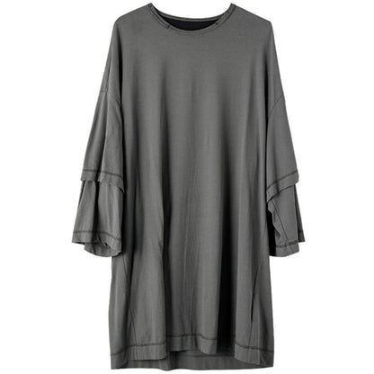 Layered Sleeve Pure Color Casual Shirt
