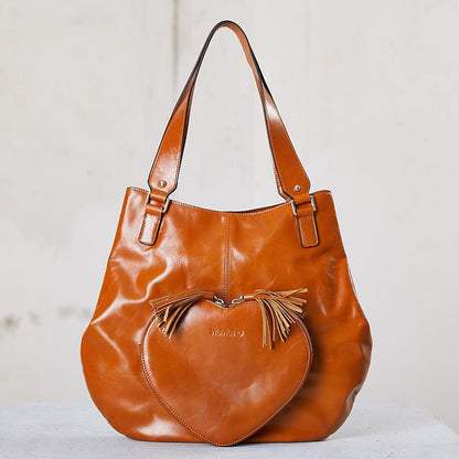 Leather Heart Square Casual Shoulder Bag