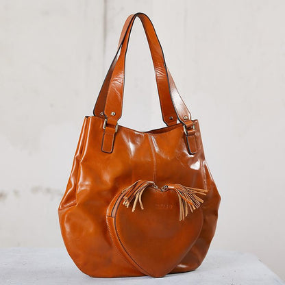 Leather Heart Square Casual Shoulder Bag