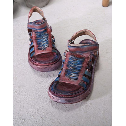 Leather Vintage Hand Made Wedges Sandals