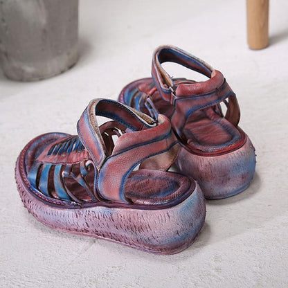 Leather Vintage Hand Made Wedges Sandals