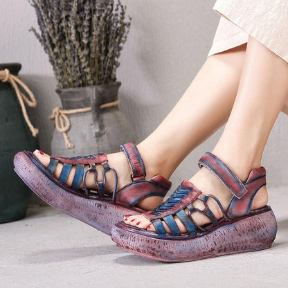 Leather Vintage Hand Made Wedges Sandals