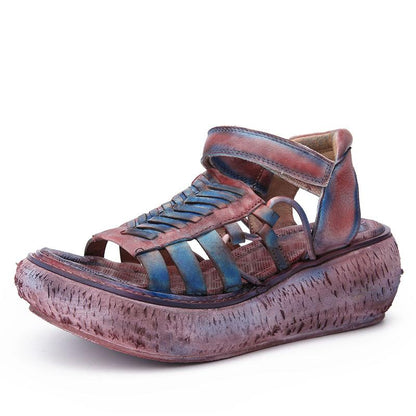 Leather Vintage Hand Made Wedges Sandals