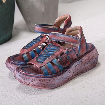 Leather Vintage Hand Made Wedges Sandals