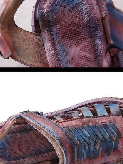 Leather Vintage Hand Made Wedges Sandals