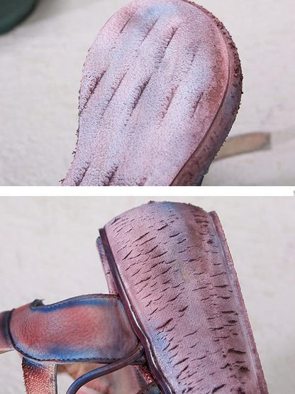 Leather Vintage Hand Made Wedges Sandals