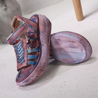 Leather Vintage Hand Made Wedges Sandals