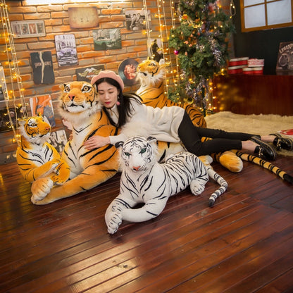 Length including tail Big Tiger  Plush Toy Soft Stuffed Animals Simulation White Tiger Jaguar Doll Children Kids Birthday Gift