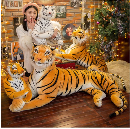Length including tail Big Tiger  Plush Toy Soft Stuffed Animals Simulation White Tiger Jaguar Doll Children Kids Birthday Gift
