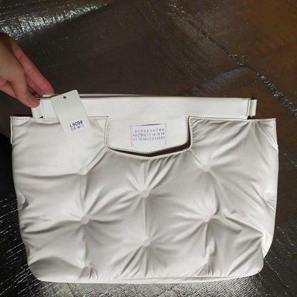 Letter Day clutches warm Down Feather Padded pillow party bag women luxury large big handbag 2019 black white color - Zebrant