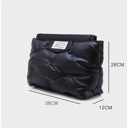 Letter Day clutches warm Down Feather Padded pillow party bag women luxury large big handbag 2019 black white color - Zebrant