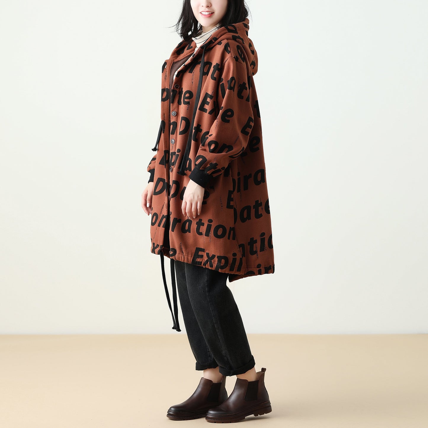 Letter Coat Beige Sweater Or Jeans