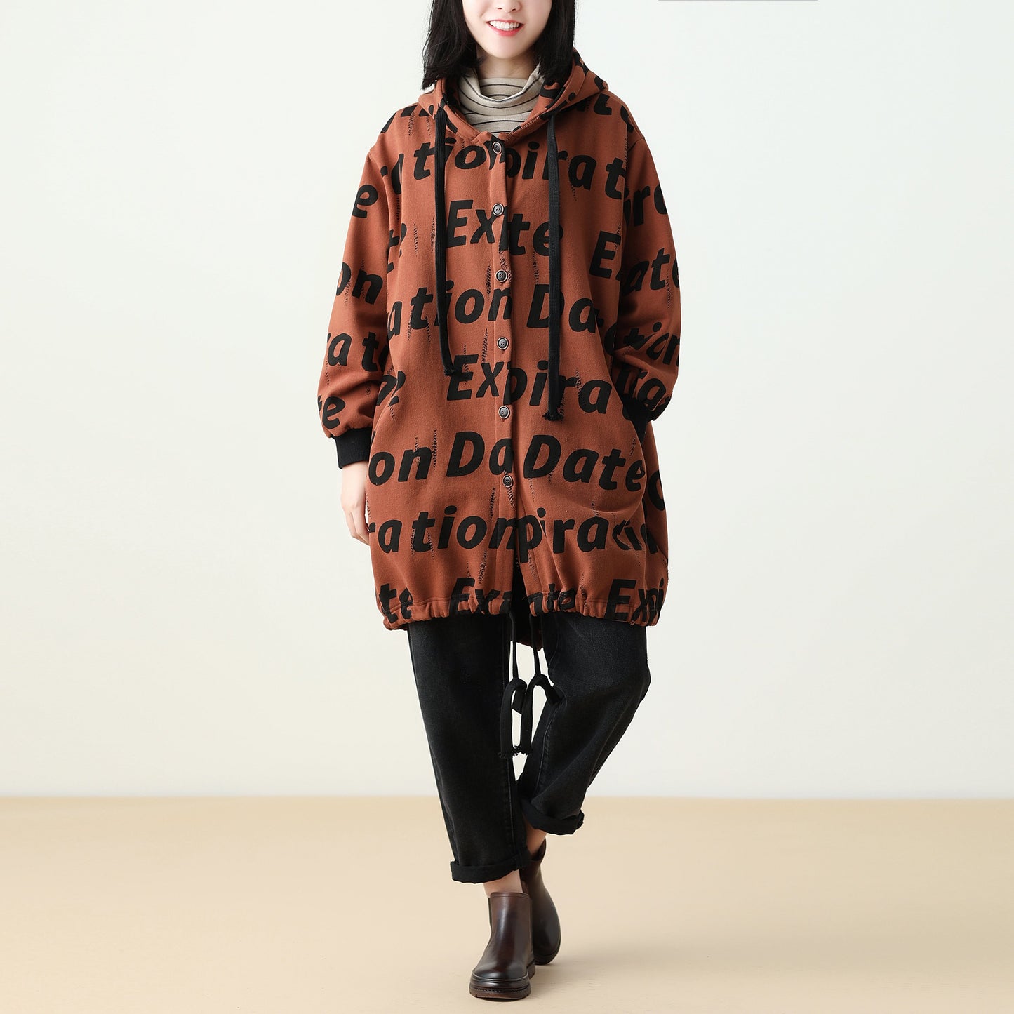 Letter Coat Beige Sweater Or Jeans