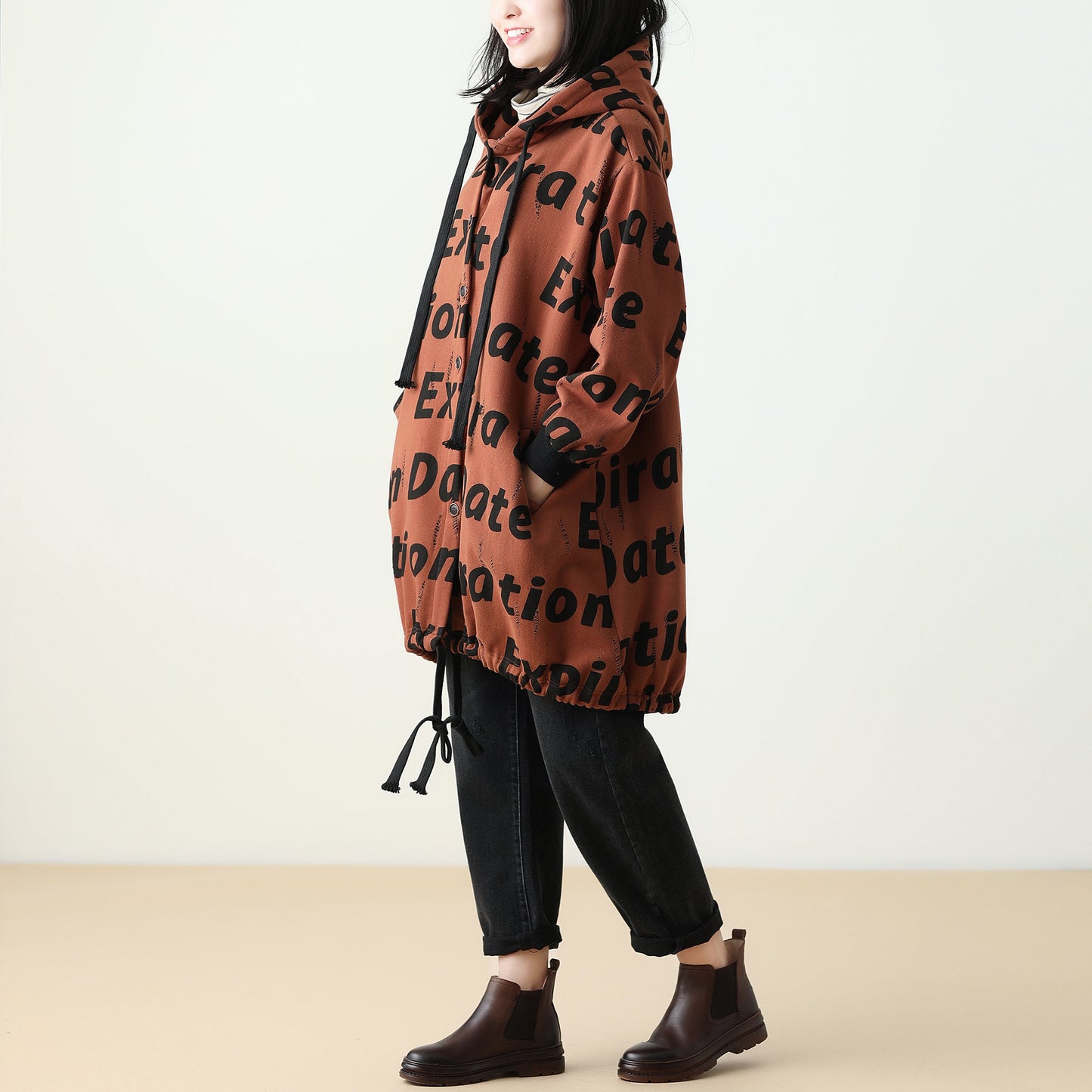 Letter Coat Beige Sweater Or Jeans