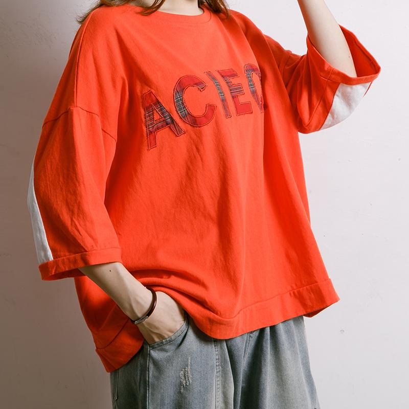 Letter Embroidery And Appliques Casual T-Shirt