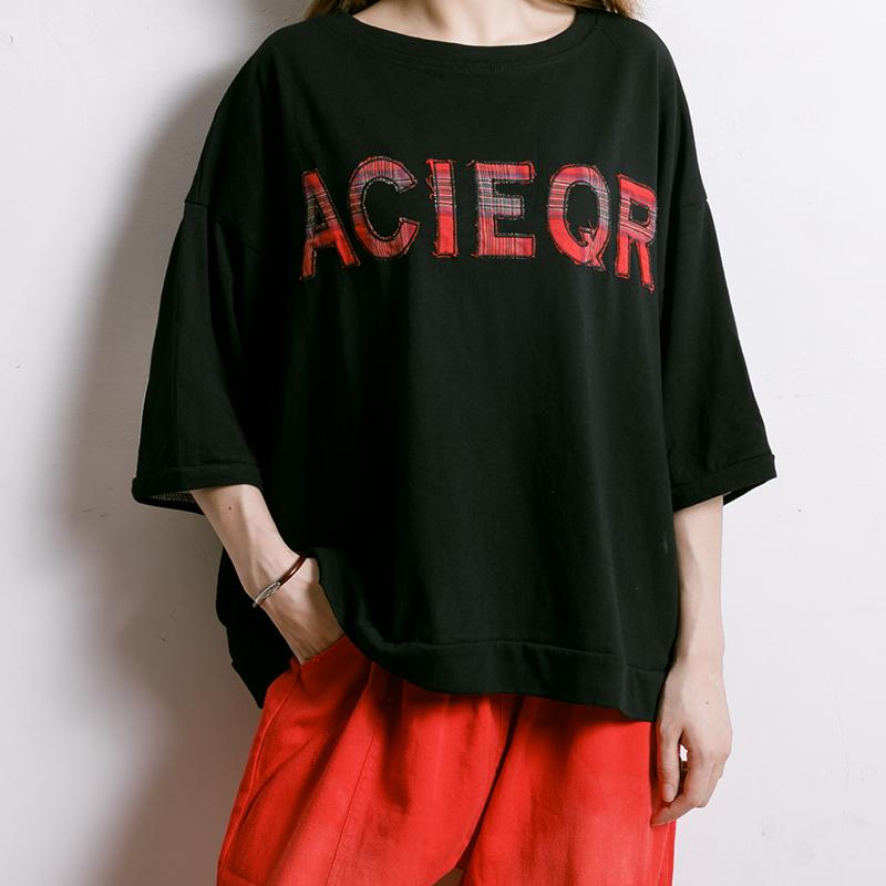 Letter Embroidery And Appliques Casual T-Shirt
