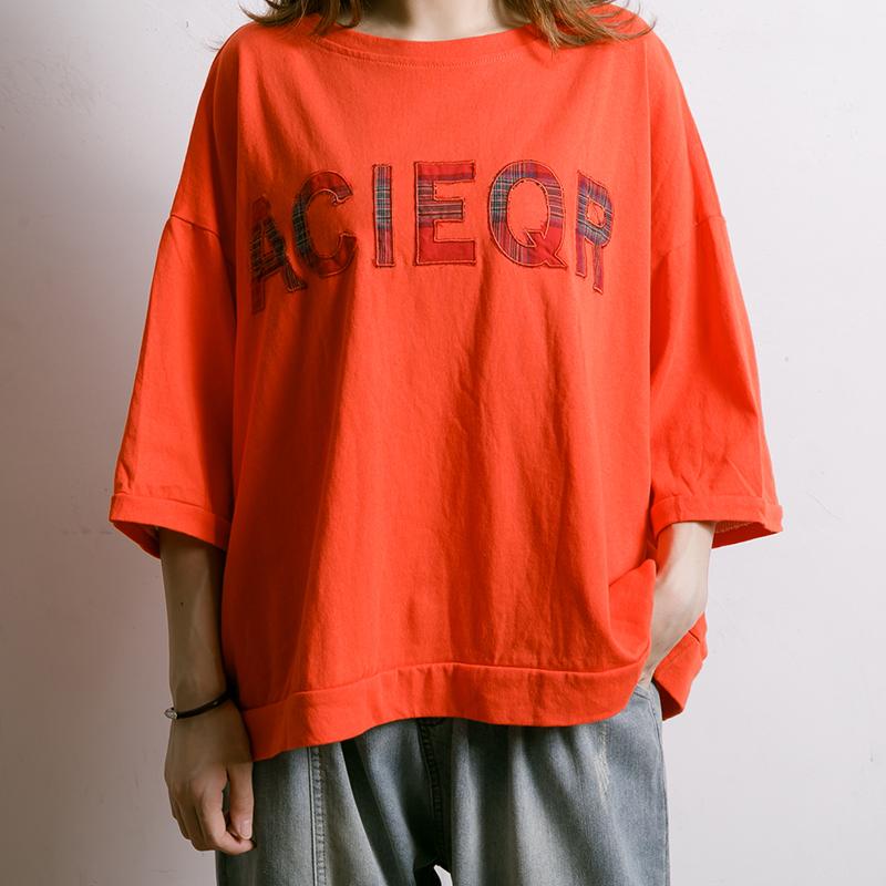 Letter Embroidery And Appliques Casual T-Shirt