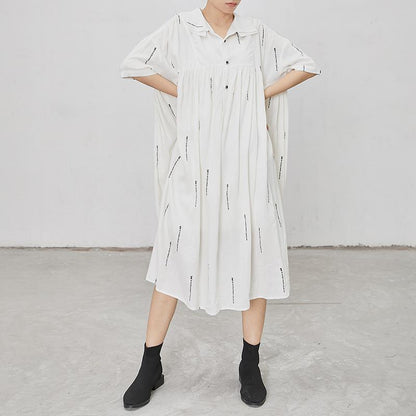 Letter Print Short Sleeve Casual Loose Dress