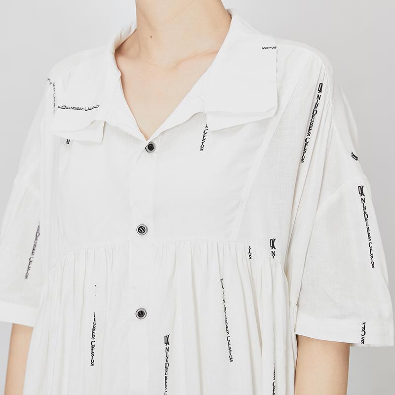 Letter Print Short Sleeve Casual Loose Dress