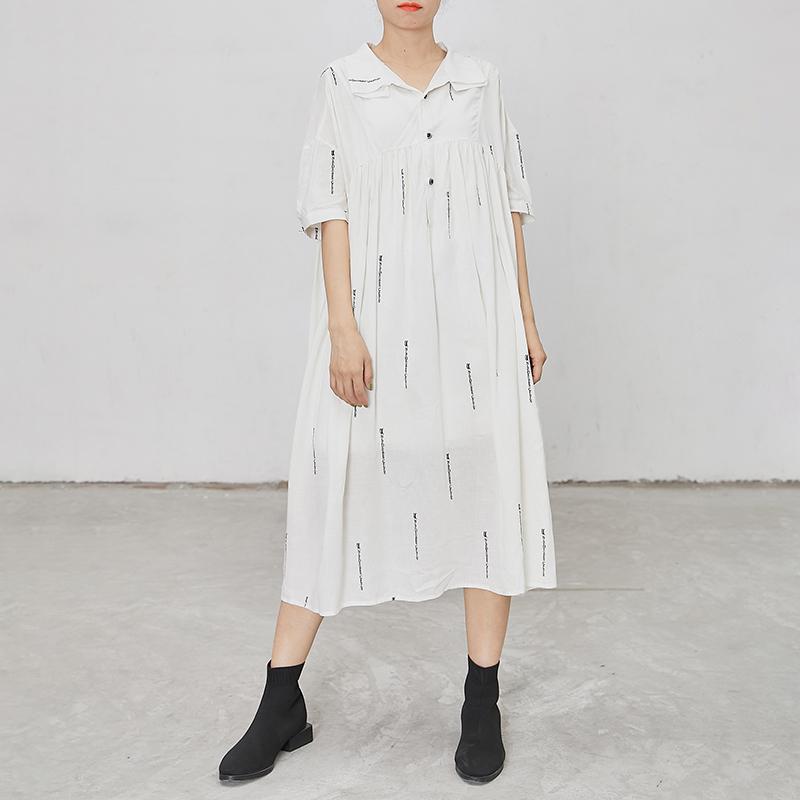 Letter Print Short Sleeve Casual Loose Dress