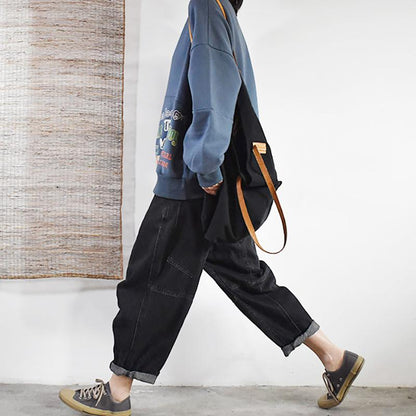 Letter Printed Casual Irregular Pocket Sweatshirt