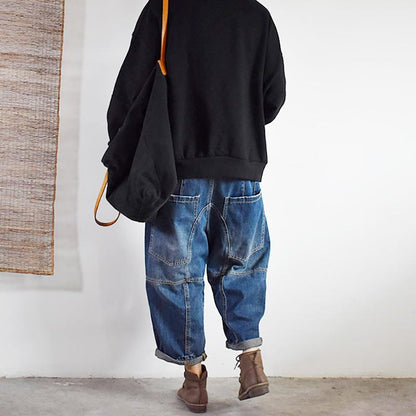 Letter Printed Casual Irregular Pocket Sweatshirt