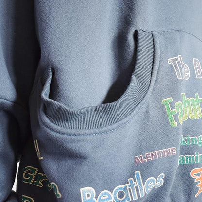 Letter Printed Casual Irregular Pocket Sweatshirt