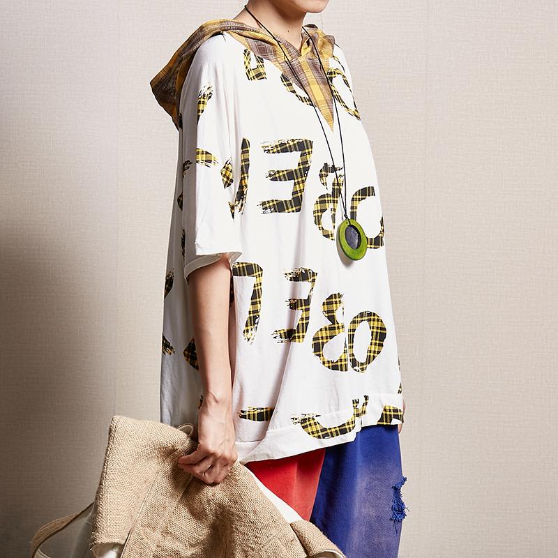 Letter Printed Casual Loose Hooded Blouse