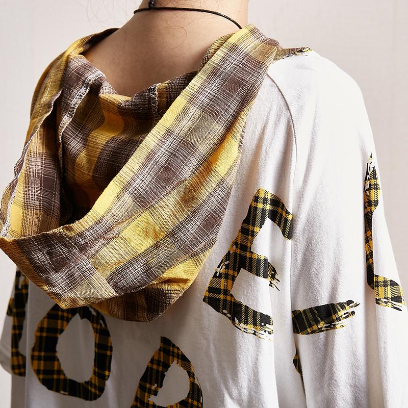 Letter Printed Casual Loose Hooded Blouse