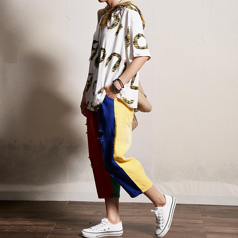 Letter Printed Casual Loose Hooded Blouse