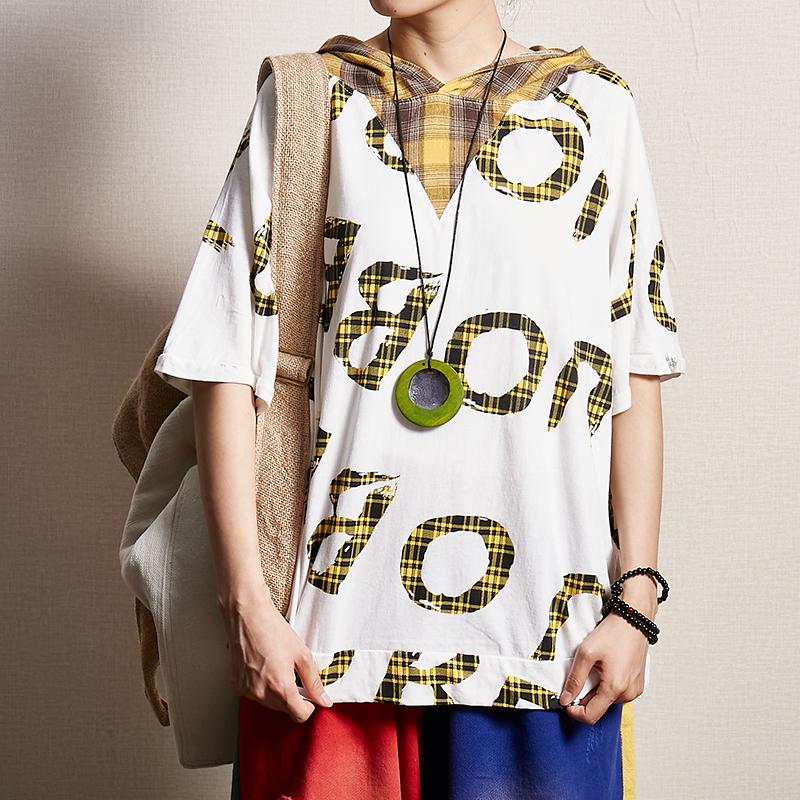 Letter Printed Casual Loose Hooded Blouse
