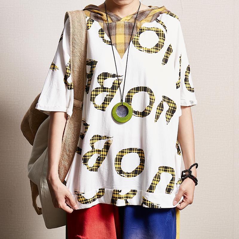 Letter Printed Casual Loose Hooded Blouse