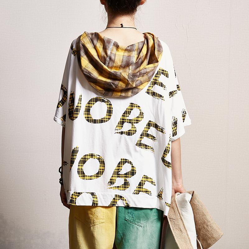 Letter Printed Casual Loose Hooded Blouse