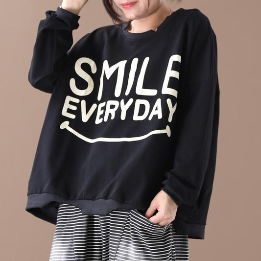 Letter Printed Long Sleeve Loose Sweatshirt