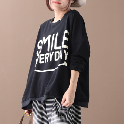 Letter Printed Long Sleeve Loose Sweatshirt