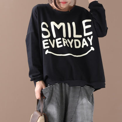 Letter Printed Long Sleeve Loose Sweatshirt