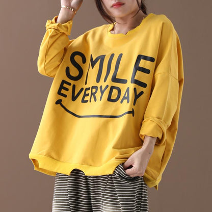 Letter Printed Long Sleeve Loose Sweatshirt