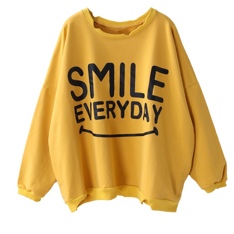Letter Printed Long Sleeve Loose Sweatshirt