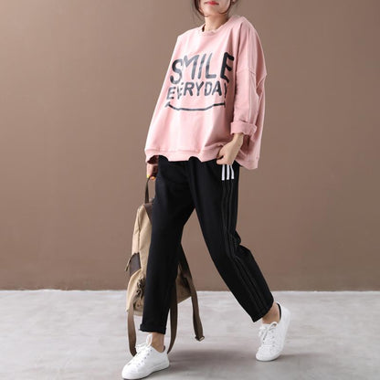 Letter Printed Long Sleeve Loose Sweatshirt