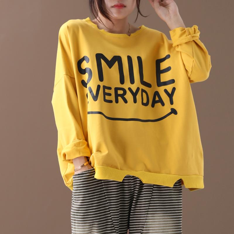 Letter Printed Long Sleeve Loose Sweatshirt