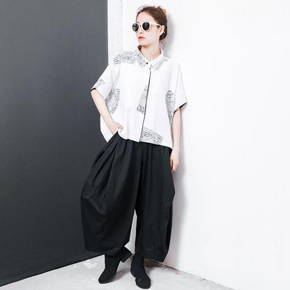 Letter Printed Personality Polo Collar T-Shirt