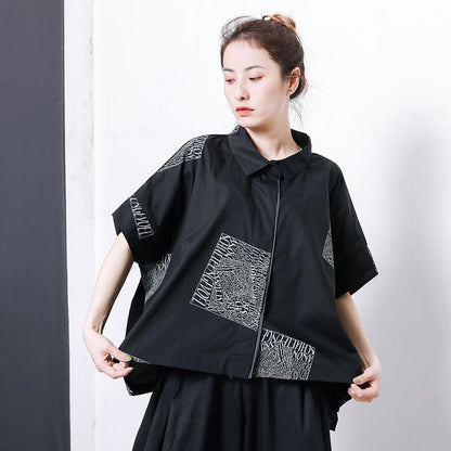 Letter Printed Personality Polo Collar T-Shirt