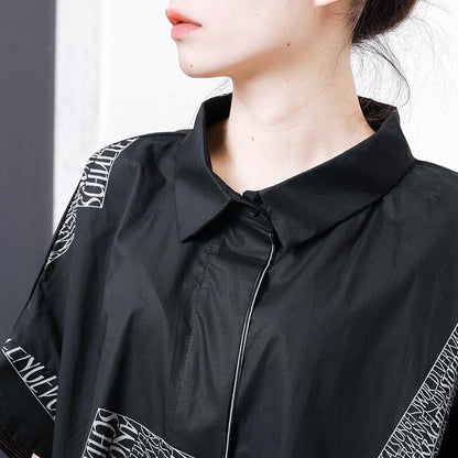 Letter Printed Personality Polo Collar T-Shirt