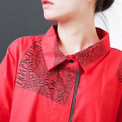 Letter Printed Personality Polo Collar T-Shirt