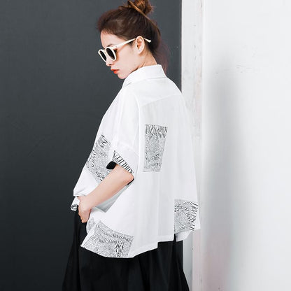 Letter Printed Personality Polo Collar T-Shirt