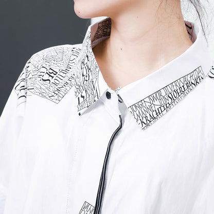 Letter Printed Personality Polo Collar T-Shirt