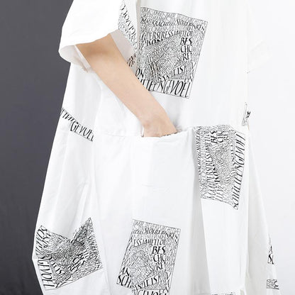 Letter Square Printed Pleated Midi Dress