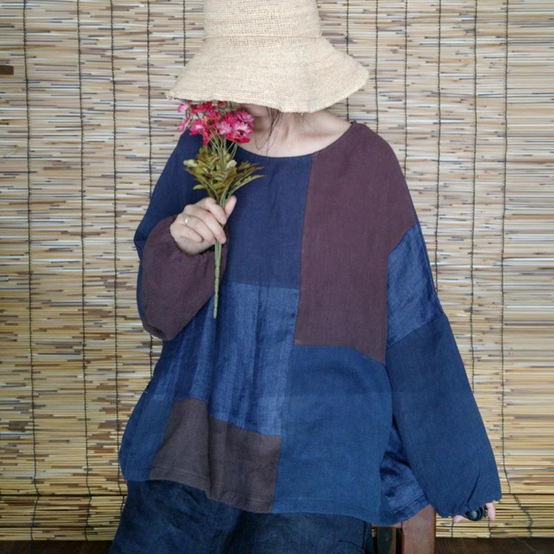 Linen Ethnic Bat-wing Sleeve Autumn Plus Size Top