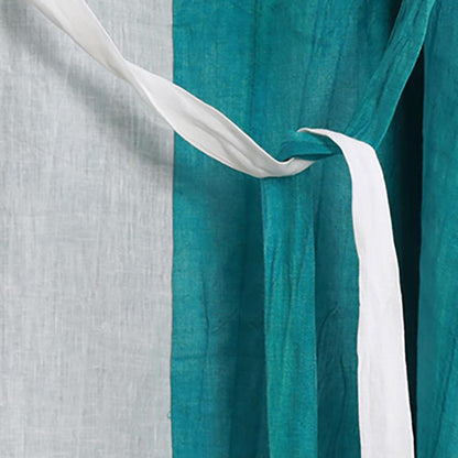Linen Half Sleeve Pleated Spliced Dress