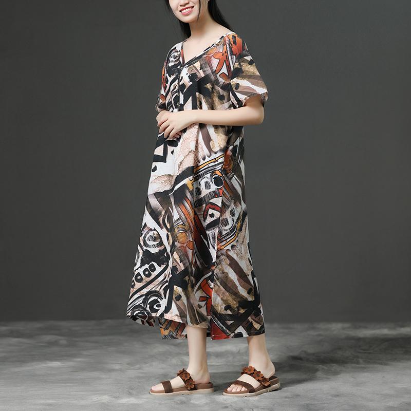 Linen Loose Summer Printing Casual Dress